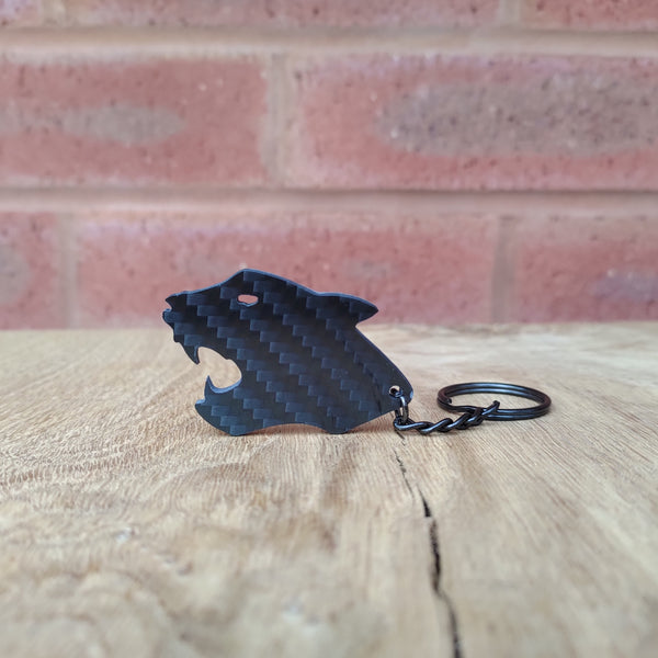 Panther Head Carbon Fibre Keyring