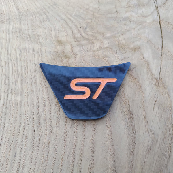 Ford Fiesta Coloured ST Logo MK7.5 Carbon Fibre Steering Wheel Badge