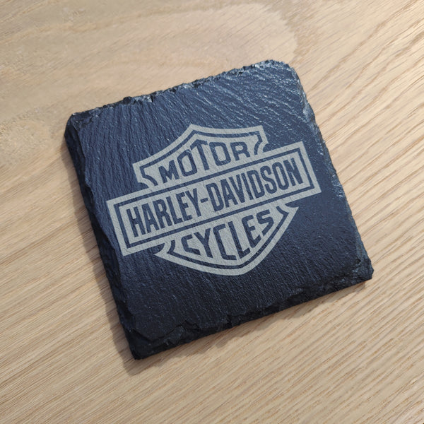 Harley Davidson Etched Slate Coaster