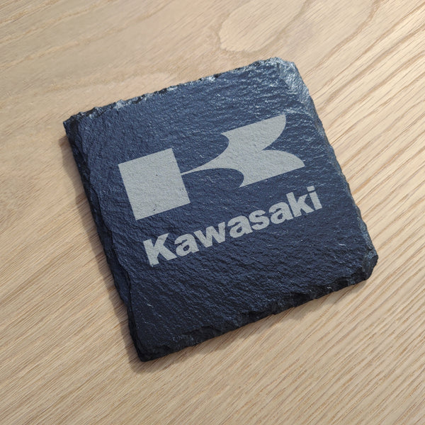 Kawasaki Logo Etched Slate Coaster