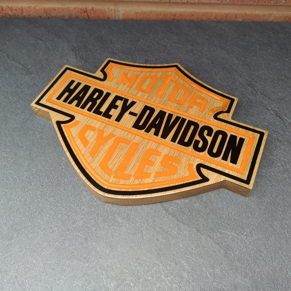 Harley Davidson Oak Hanging Plaque